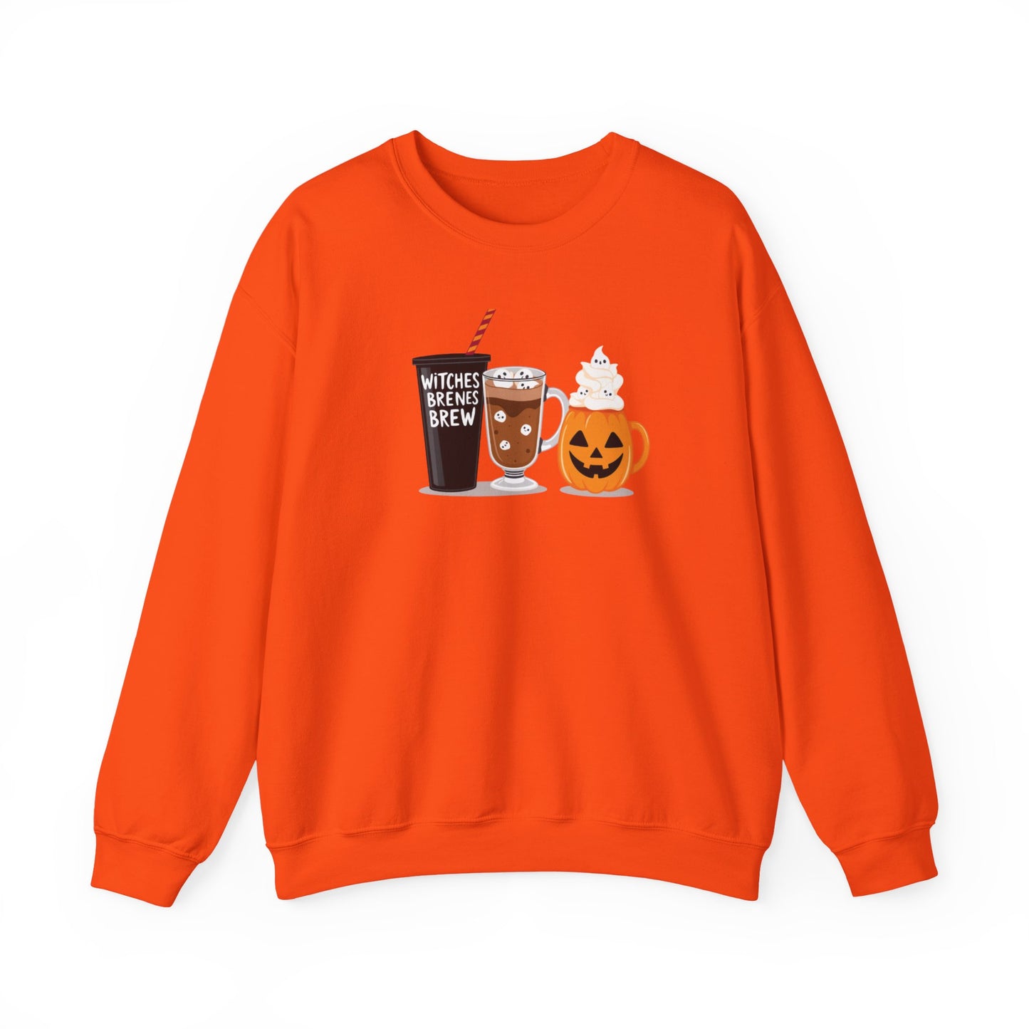 Witches Brew Halloween Sweatshirt – Cozy Unisex Fall Crewneck with Pumpkin & Coffee Design