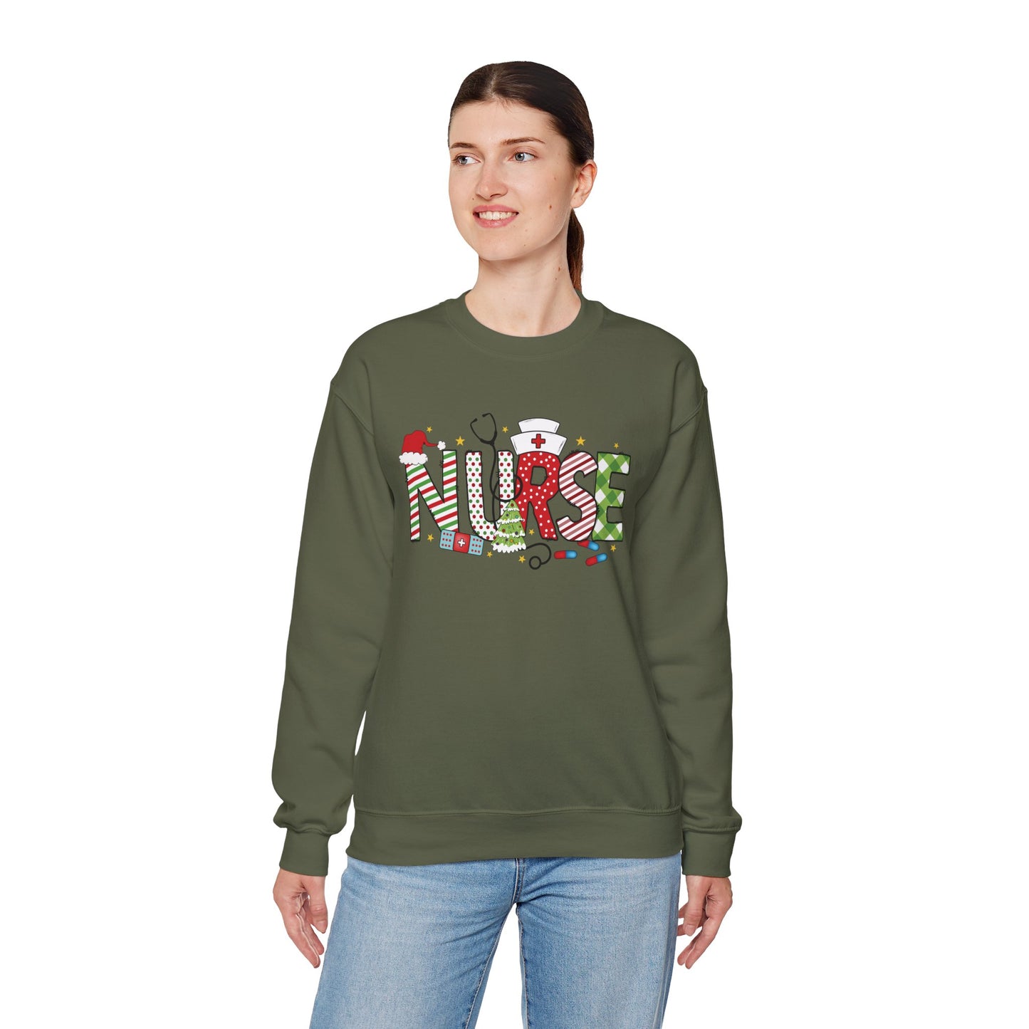 Festive "Nurse" Christmas Sweatshirt – Cozy Holiday Gift for Healthcare Heroes