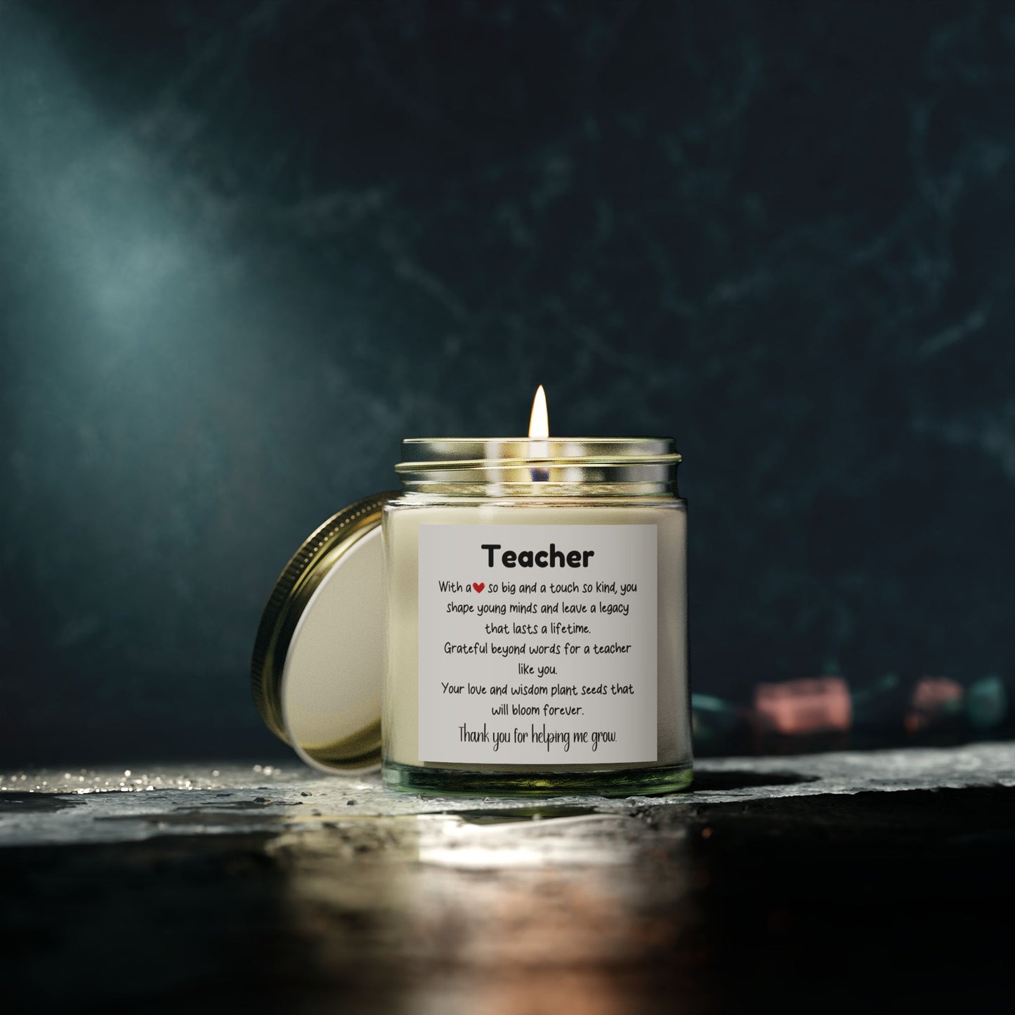 Teacher Appreciation Scented Candle - Coconut Apricot Wax (4oz, 9oz)