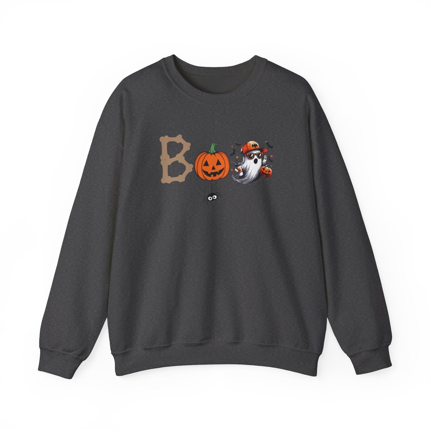 BOO Halloween Sweatshirt – Cute Ghost & Pumpkin Unisex Crewneck for Spooky Season
