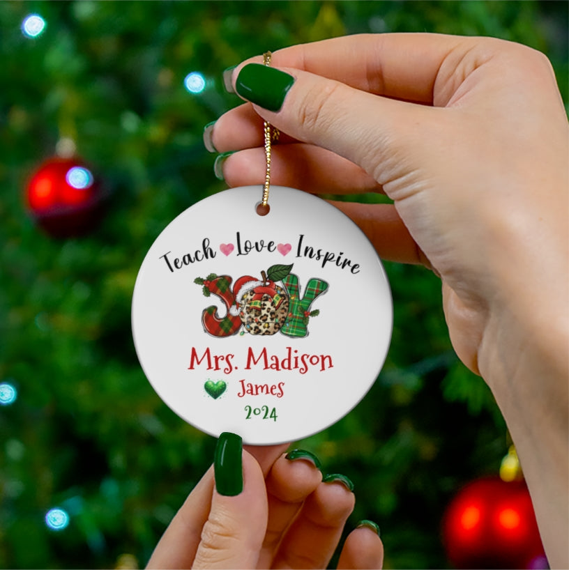 Joy Teacher Christmas Ceramic Ornament