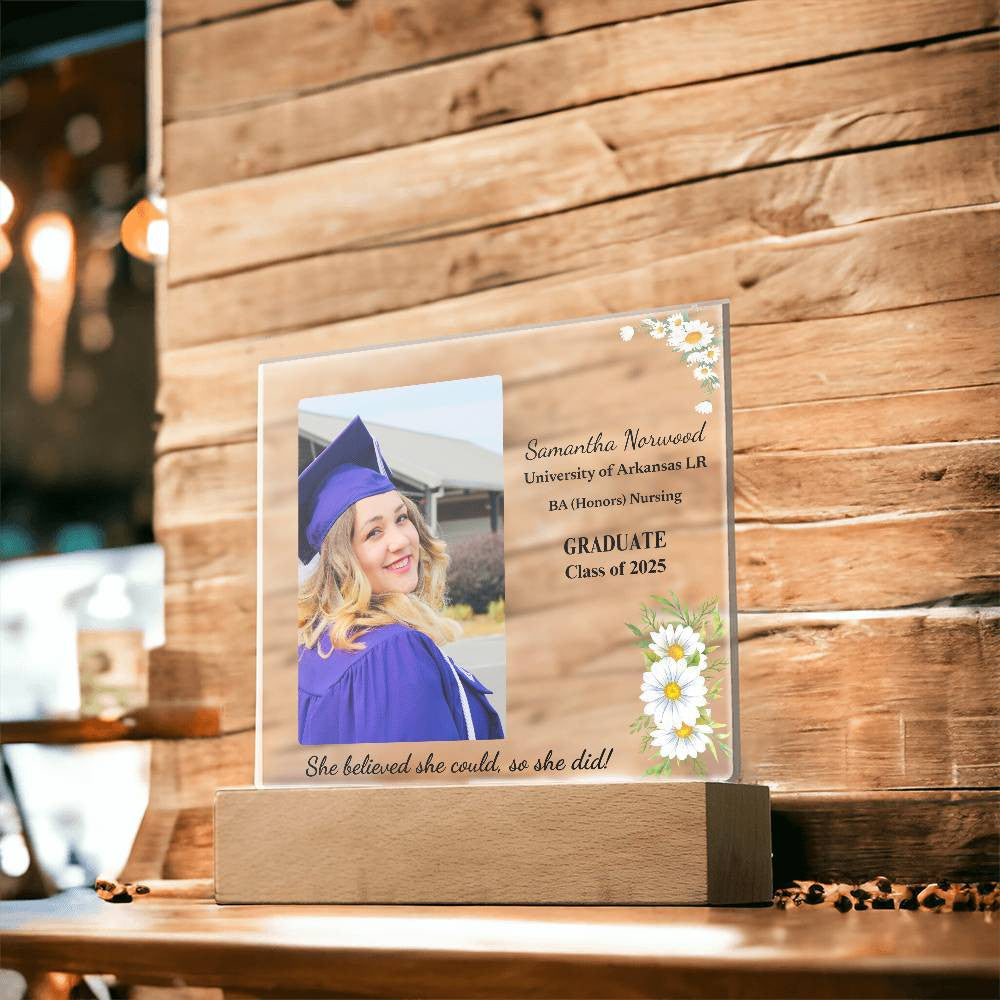 Personalized Graduation Acrylic Plaque - Custom LED Gift for Graduates