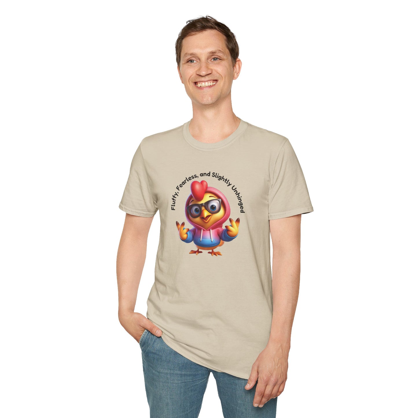 Fluffy & Fearless Chicken T-Shirt - Unisex Softstyle Tee for Animal Lovers