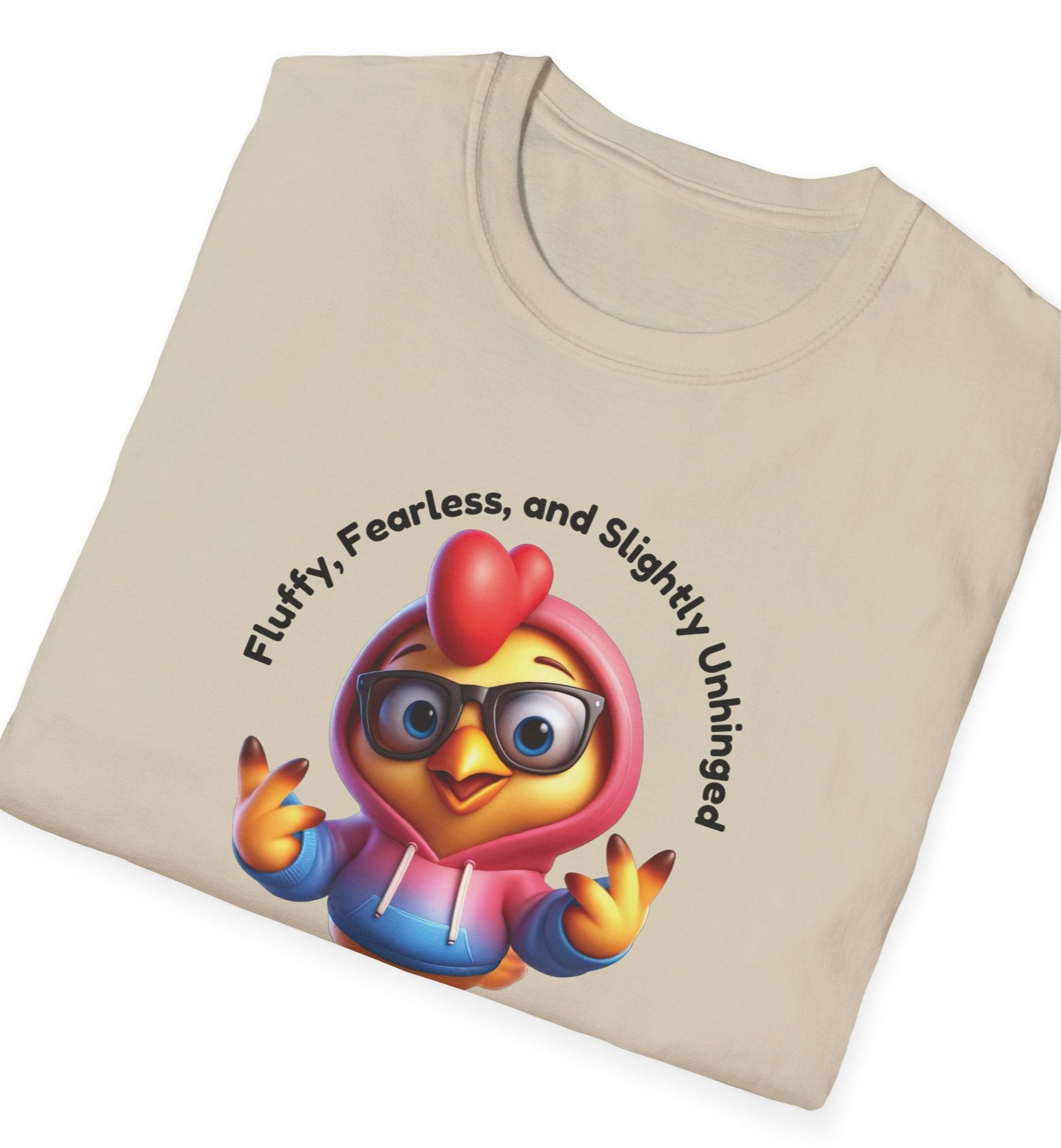 Fluffy & Fearless Chicken T-Shirt - Unisex Softstyle Tee for Animal Lovers