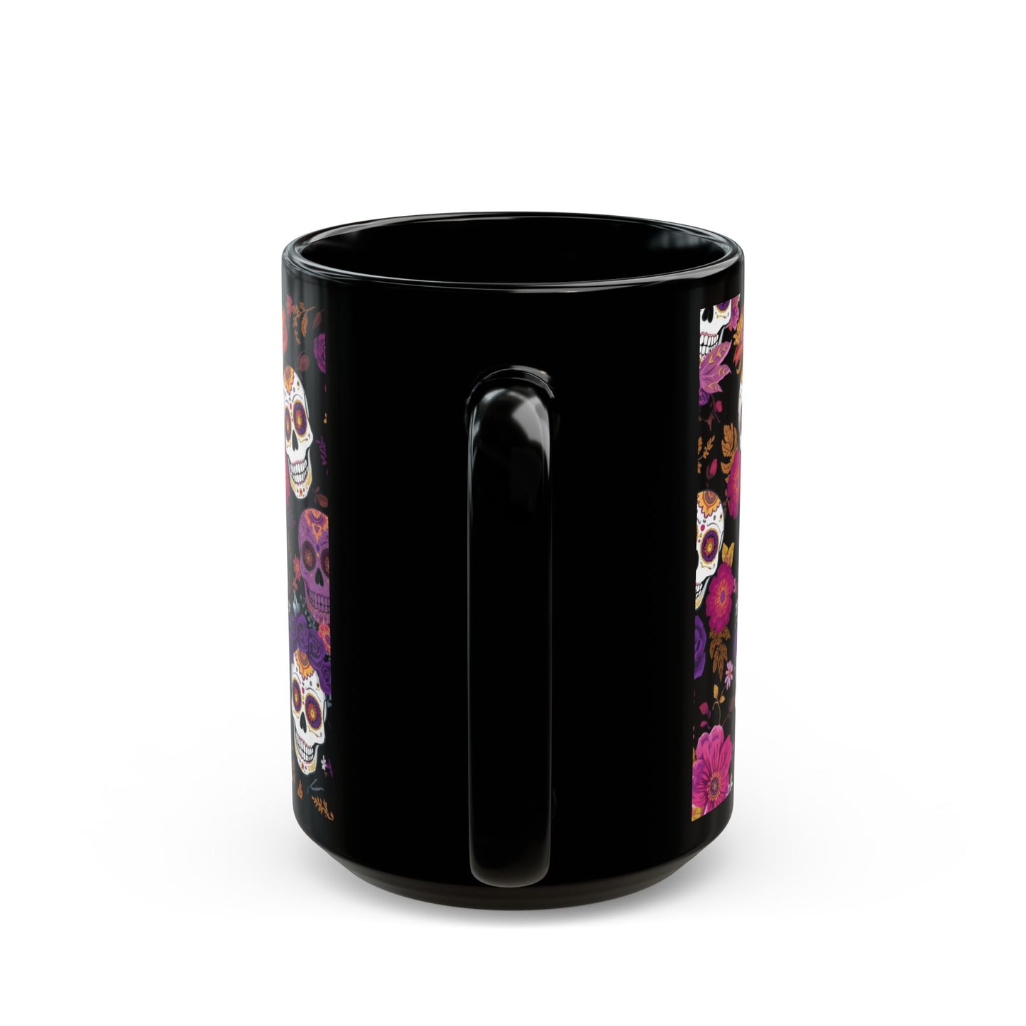 Vibrant Sugar Skull Mug, Dia de los Muertos Coffee Cup, Floral Skeleton Drinkware, Halloween Gift Idea, Unique Home Decor