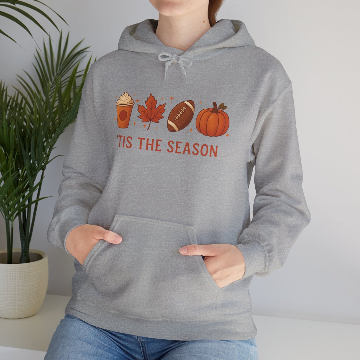 'Tis The Season Fall Hoodie - Autumn Pumpkin Spice Football Unisex Sweatshirt