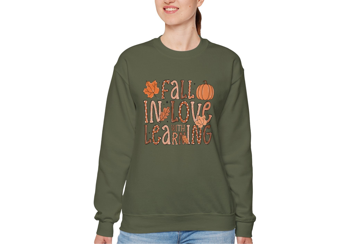Fall in Love with Teaching Heavy Blend Crewneck Sweatshirt-Teacher