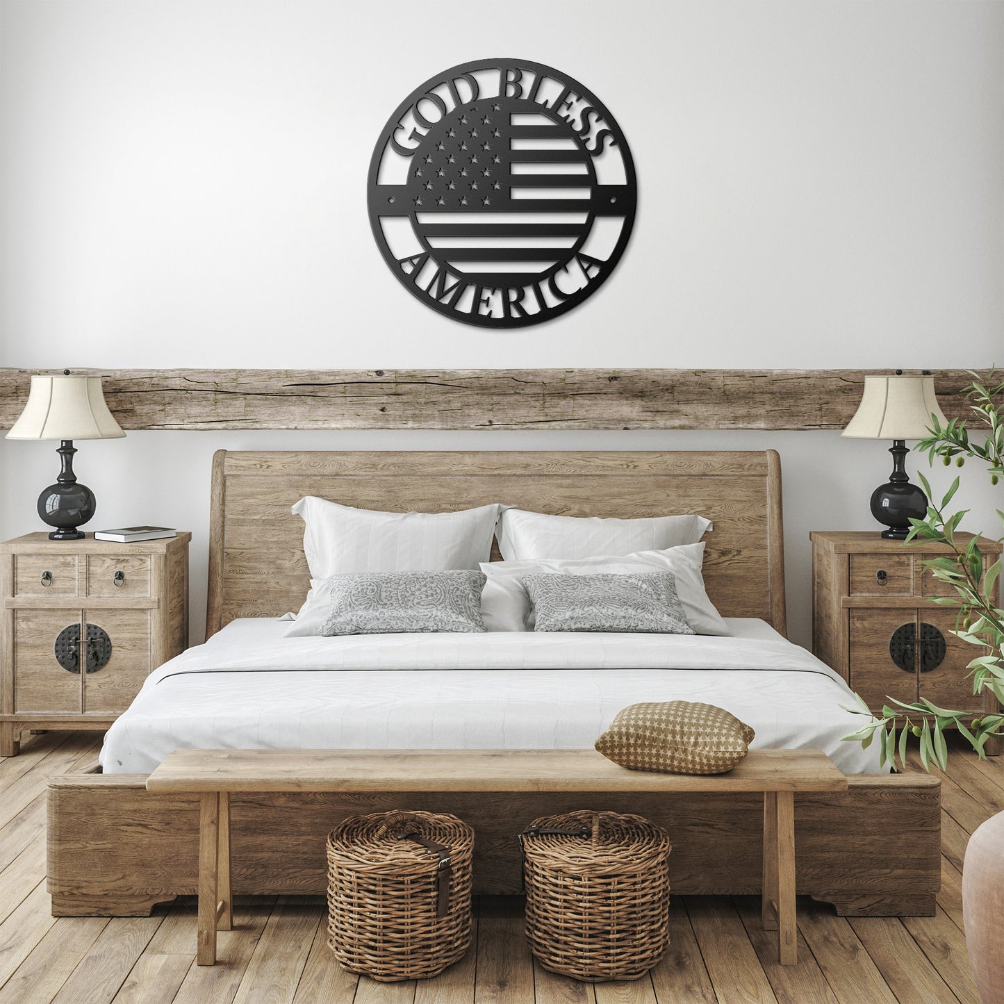 God Bless America Patriotic Metal Wall Art - Premium Sign