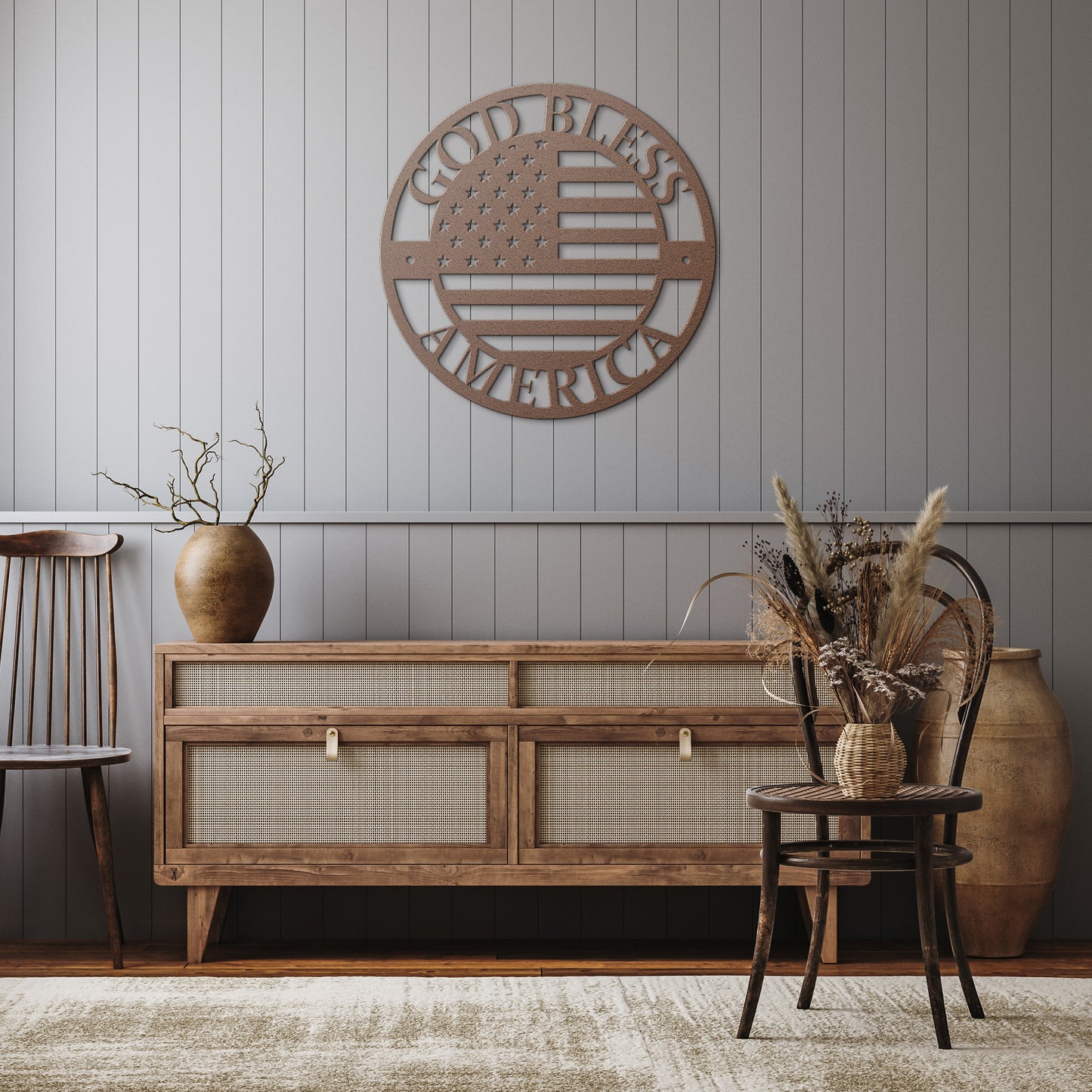 God Bless America Patriotic Metal Wall Art - Premium Sign
