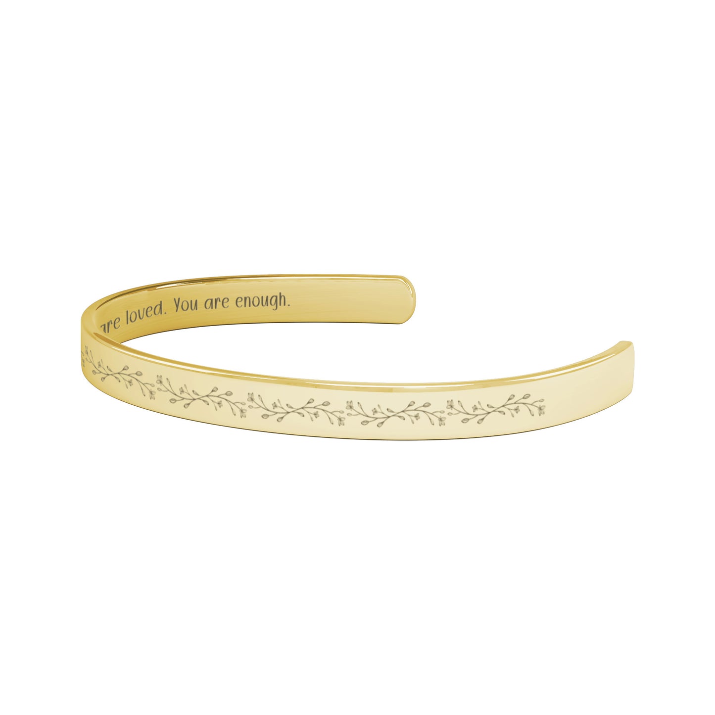 Inspirational Cuff Bracelet - "Believe in Yourself" Engraved Stainless Steel in Gold, Rose Gold, Silver