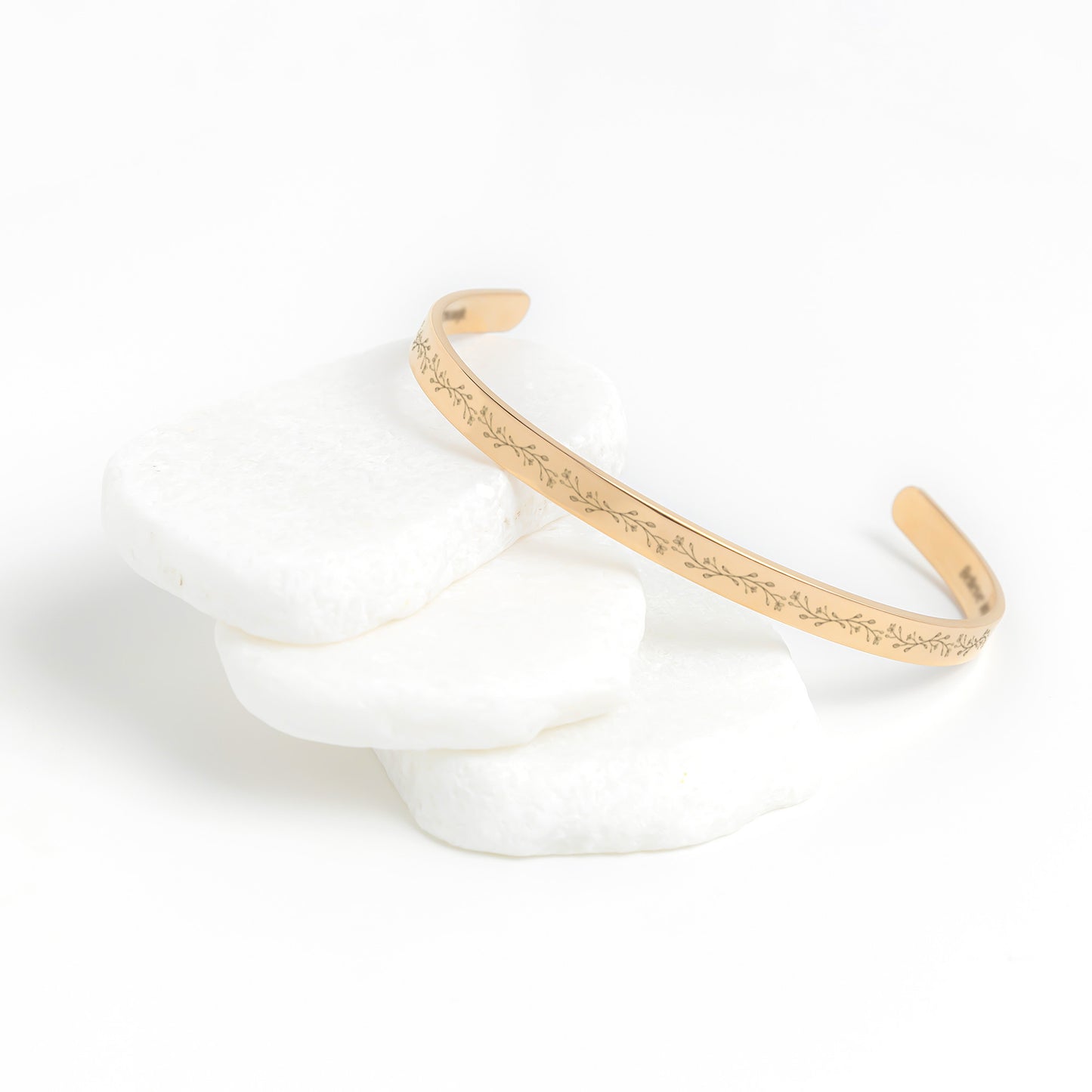Inspirational Cuff Bracelet - "Believe in Yourself" Engraved Stainless Steel in Gold, Rose Gold, Silver