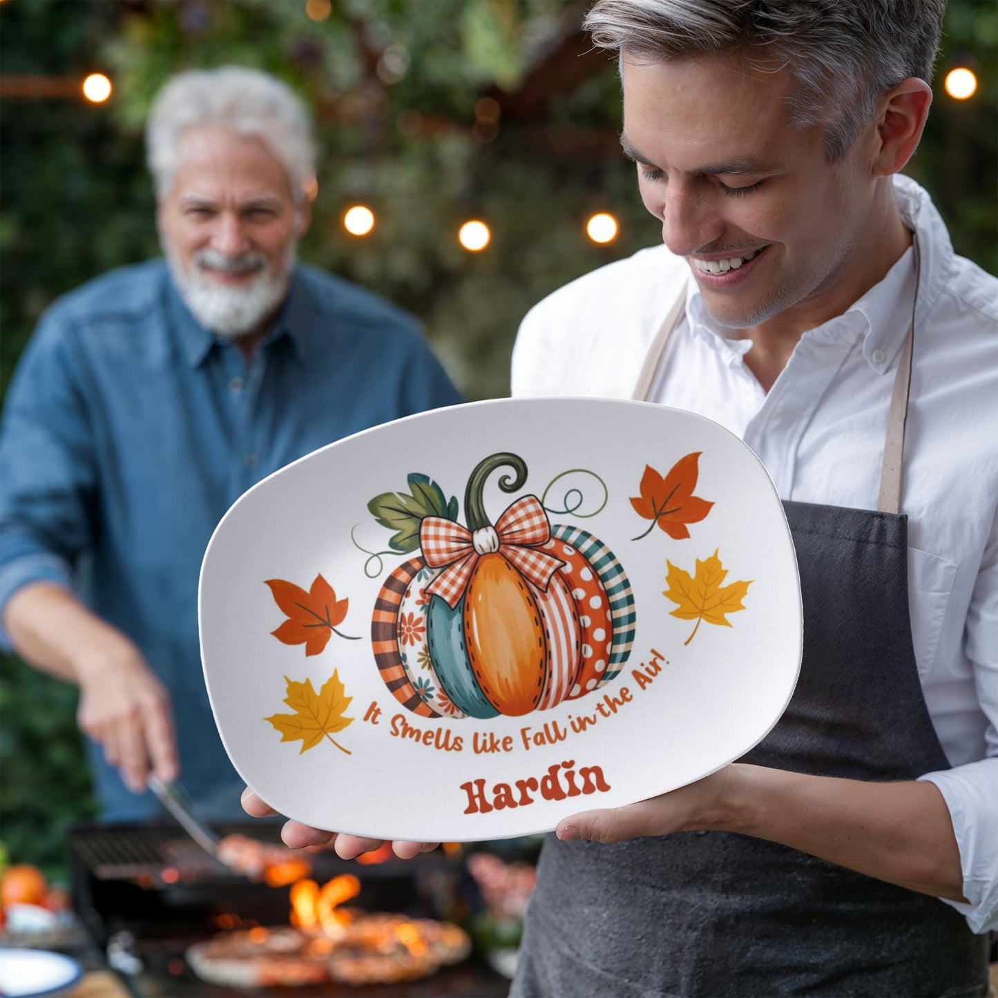 Personalized Fall Pumpkin Platter – Custom Family Name 10” x 14” Serving Dish