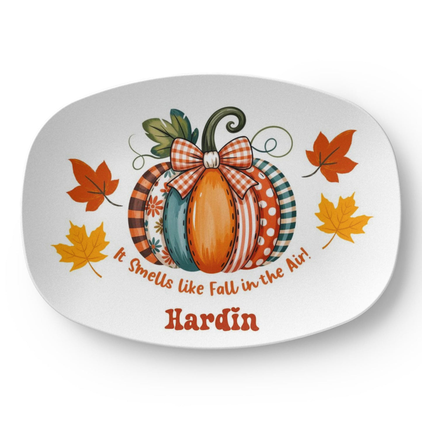 Personalized Fall Pumpkin Platter – Custom Family Name 10” x 14” Serving Dish
