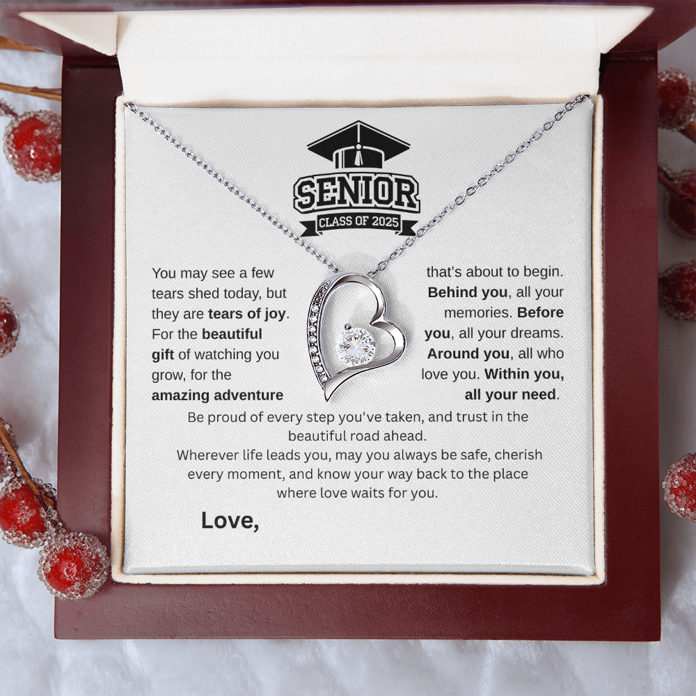 Forever Love Necklace – Graduation Gift for Her | Elegant 14k White Gold or 18k Yellow Gold Finish