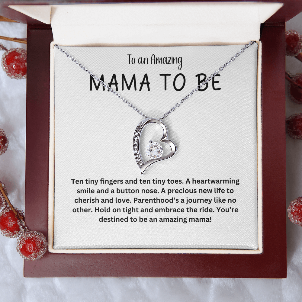 Dazzling Forever Love Necklace - Gift for Expecting Mom - "Amazing Mama To Be"
