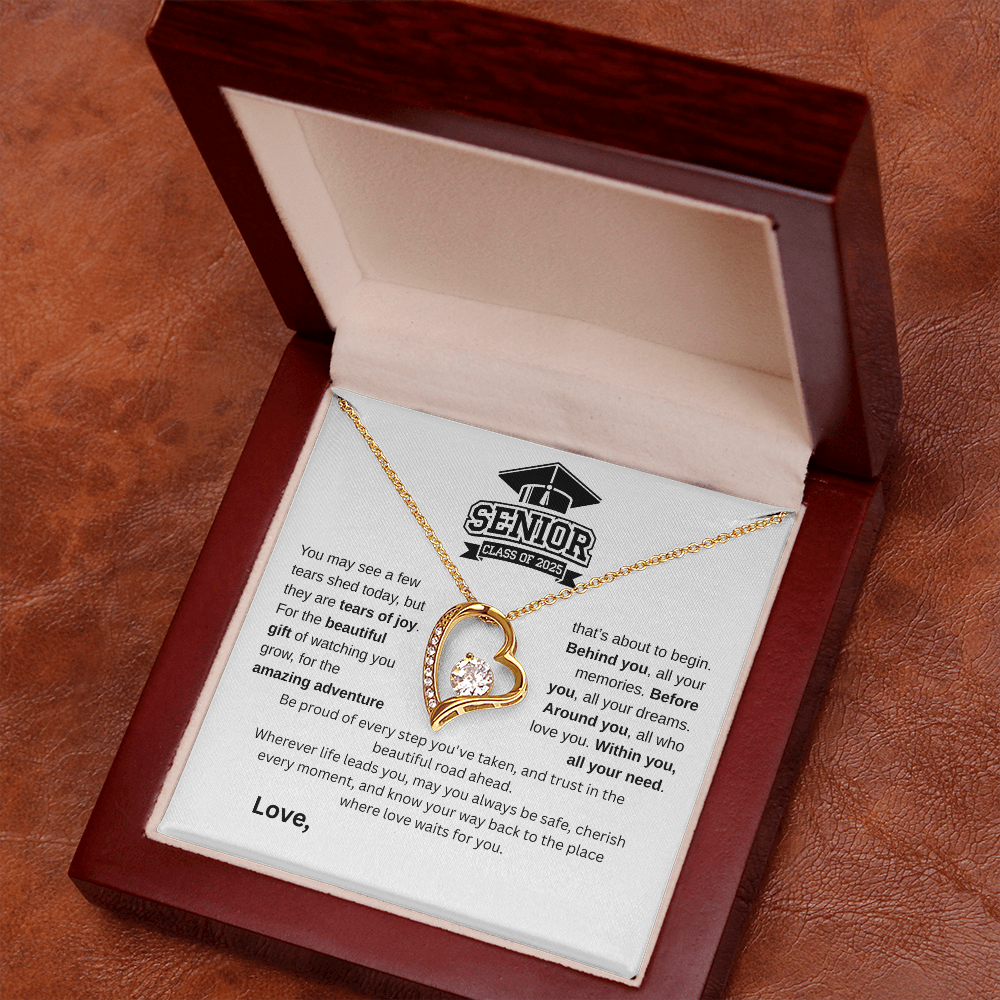 Forever Love Necklace – Graduation Gift for Her | Elegant 14k White Gold or 18k Yellow Gold Finish