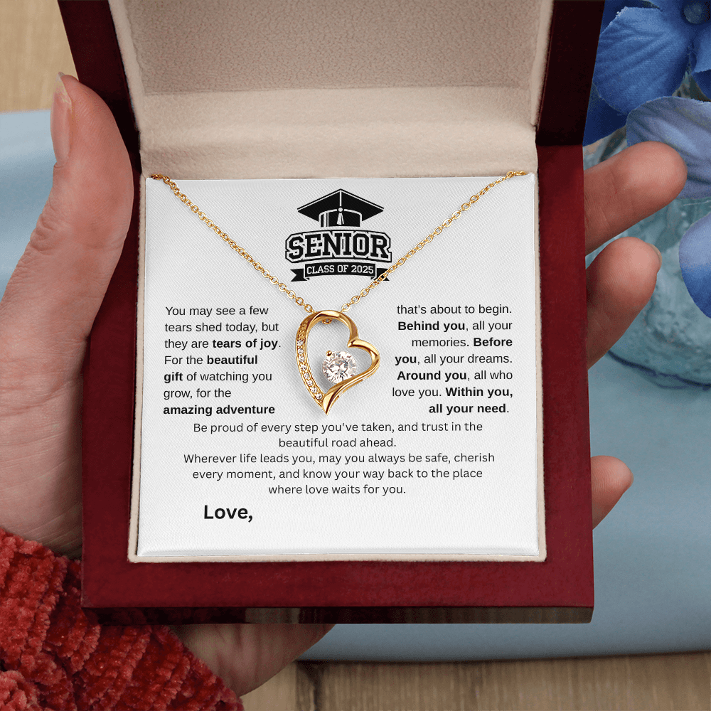 Forever Love Necklace – Graduation Gift for Her | Elegant 14k White Gold or 18k Yellow Gold Finish