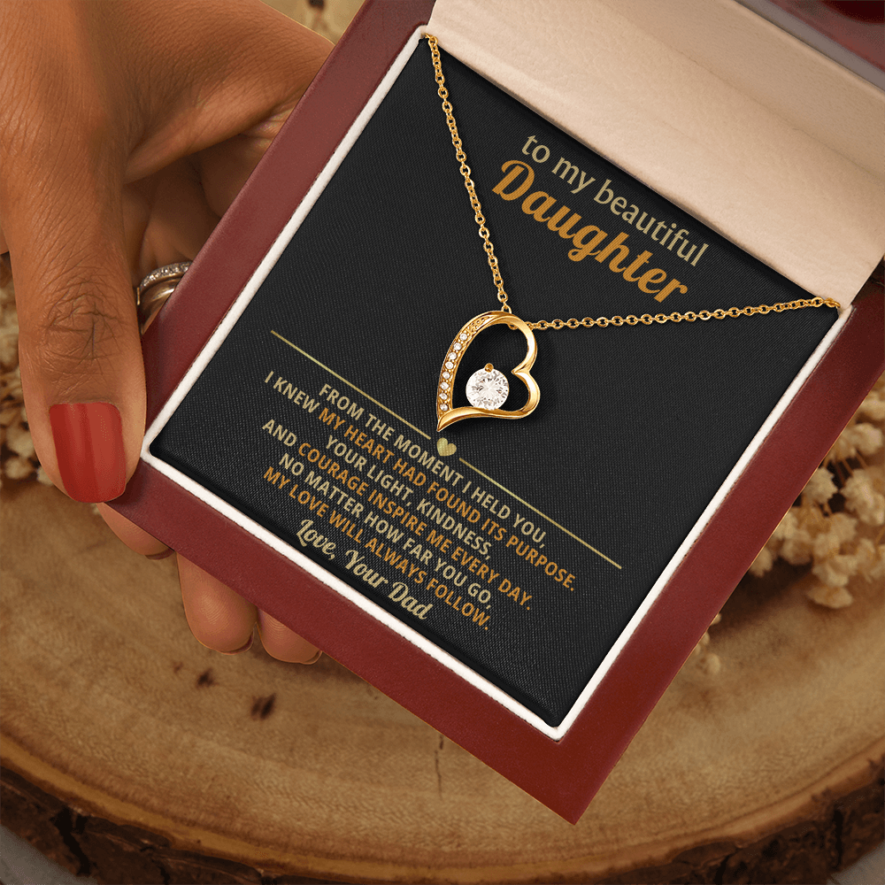 Forever Love Necklace from Dad to Daughter – 14k White Gold or 18k Yellow Gold Finish