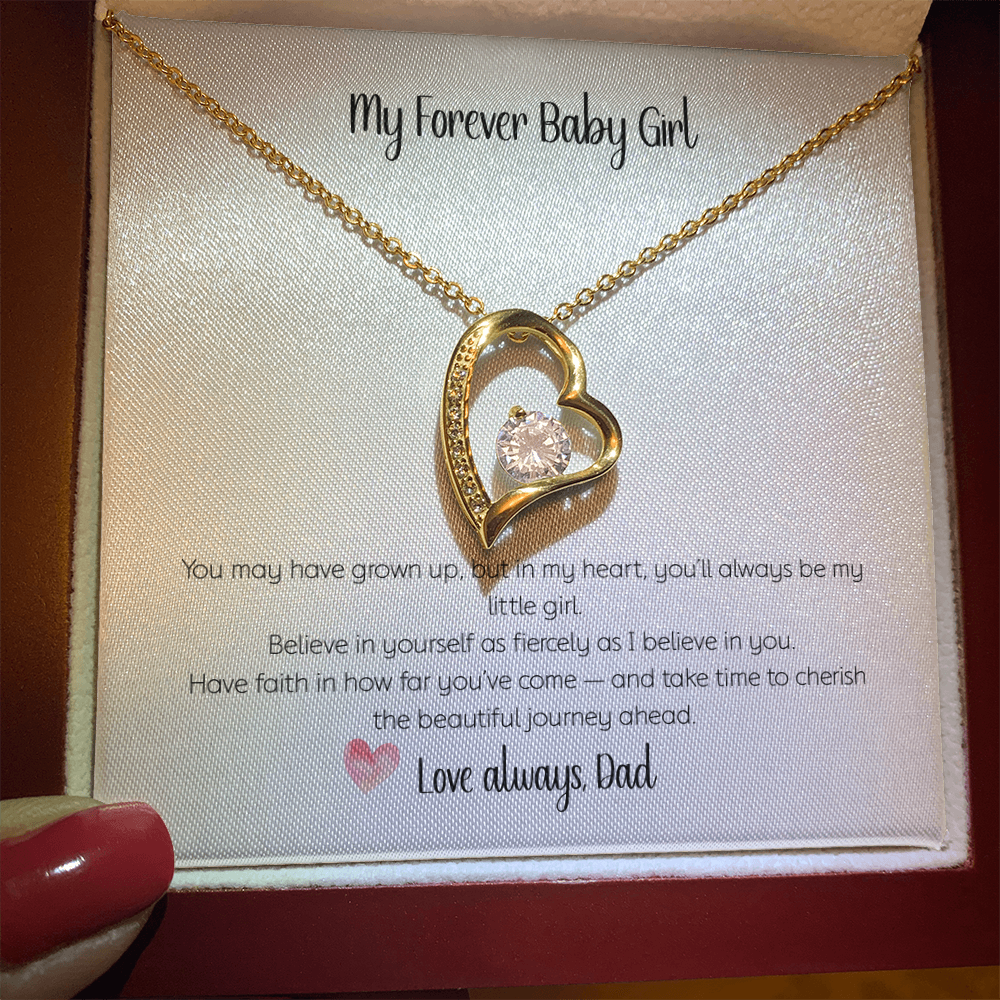 My Forever Baby Girl-Forever Love Heart Necklace - CZ Crystal Pendant Gift for Daughter from Dad