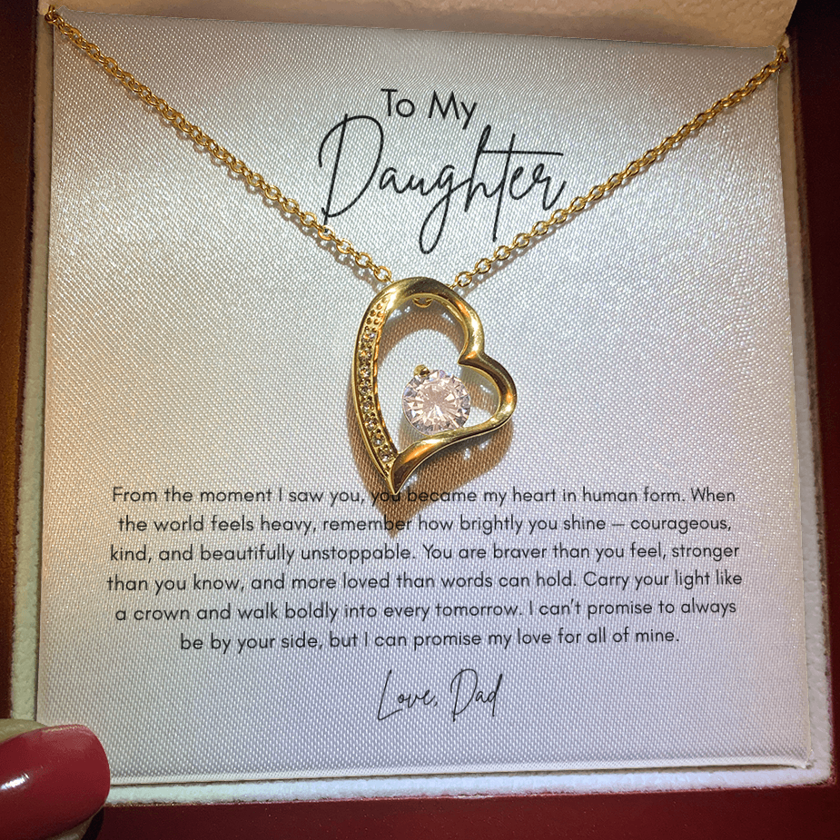 To My Daughter Forever Love Necklace – You Became My Heart in Human Form | Heart Pendant Gift from Dad