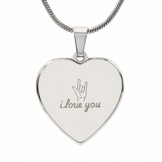 I Love You ASL | Engraved I Love You Pendant | Custom Personalized Jewelry Gift
