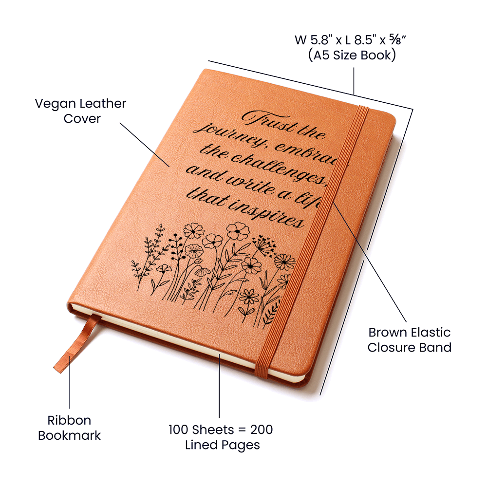 Vegan Leather Notebook for Goal Setting, Organization; Mindfulness