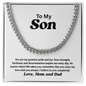To My Son – Gold Cuban Link Chain with Heartfelt Message from Mom and Dad