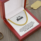 To My Son – Gold Cuban Link Chain with Heartfelt Message from Mom and Dad