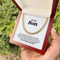 To My Son – Gold Cuban Link Chain with Heartfelt Message from Mom and Dad