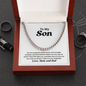 To My Son – Gold Cuban Link Chain with Heartfelt Message from Mom and Dad