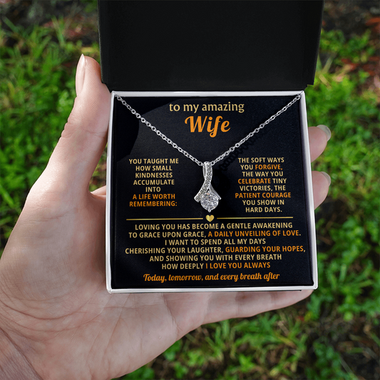 To My Amazing Wife Alluring Beauty Necklace - Romantic Anniversary Birthday Gift for Wife from Husband- Sentimental Valentine's Day Christmas Gift for Spouse