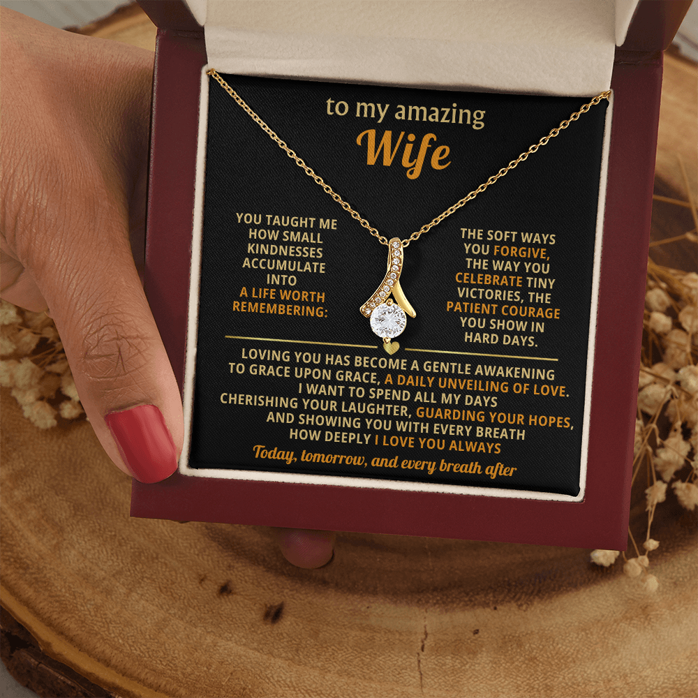 To My Amazing Wife Alluring Beauty Necklace - Romantic Anniversary Birthday Gift for Wife from Husband- Sentimental Valentine's Day Christmas Gift for Spouse