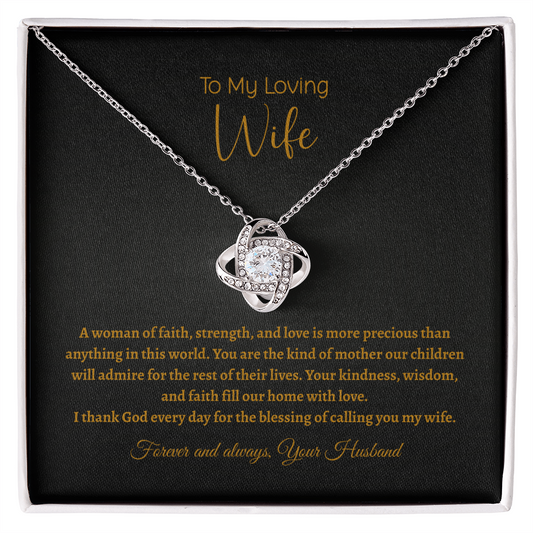 To My Loving Wife-Love Knot Necklace for Wife – Romantic Gift for Wife | Anniversary, Birthday, or Valentine's Day Jewelry