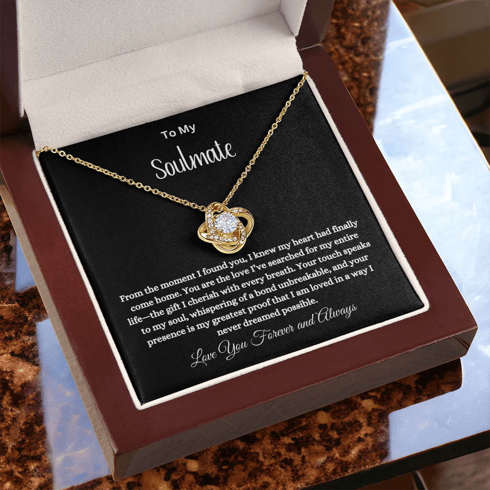 To My Soulmate-Love Knot Necklace – A Symbol of Everlasting Love | Romantic Gift for Wife-Black Card