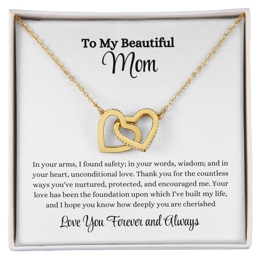 Interlocking Hearts Necklace with Message Card – Gift for Mom | Unconditional Love, Protection & Encouragement