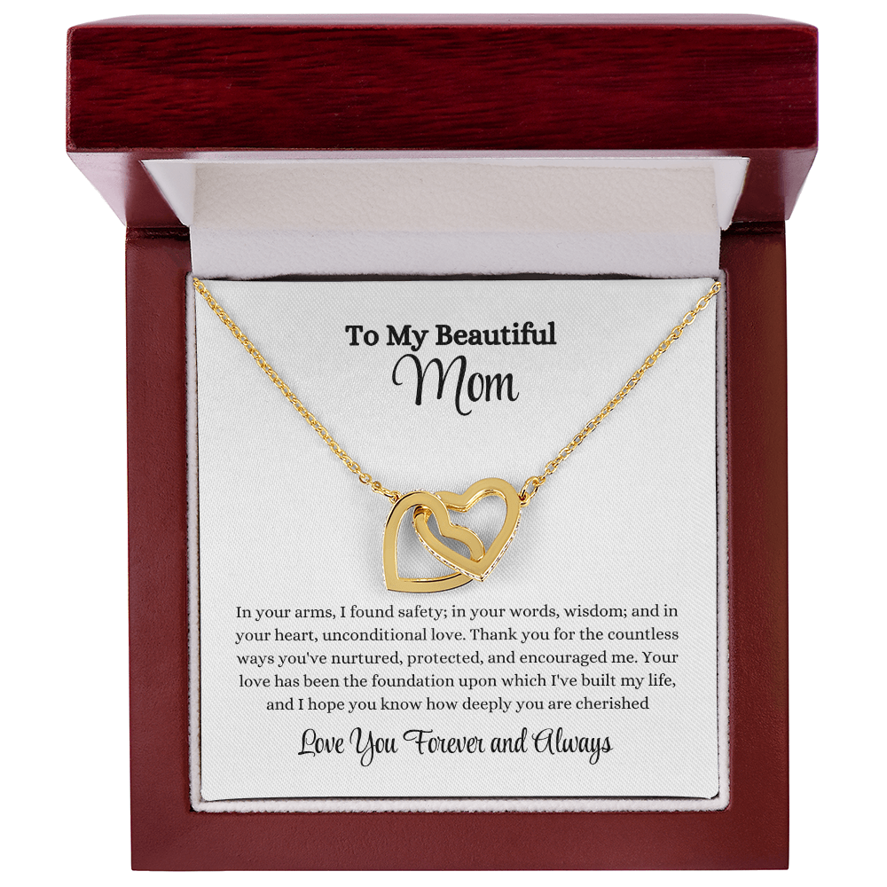 Interlocking Hearts Necklace with Message Card – Gift for Mom | Unconditional Love, Protection & Encouragement