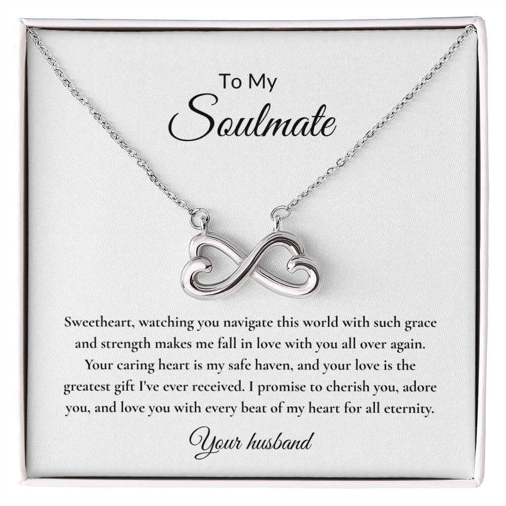 Infinity heart necklace in gift box – romantic Endless Love jewelry for soulmate or wife
