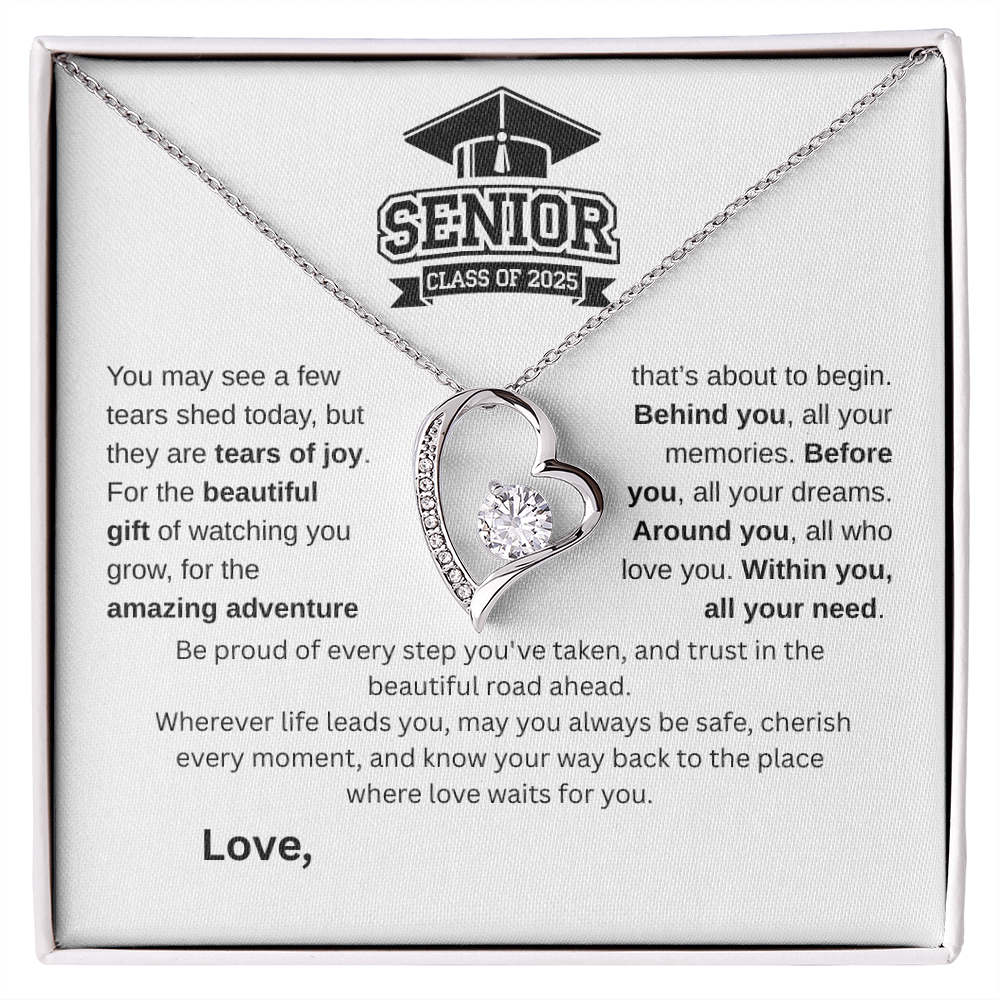 Forever Love Necklace – Graduation Gift for Her | Elegant 14k White Gold or 18k Yellow Gold Finish