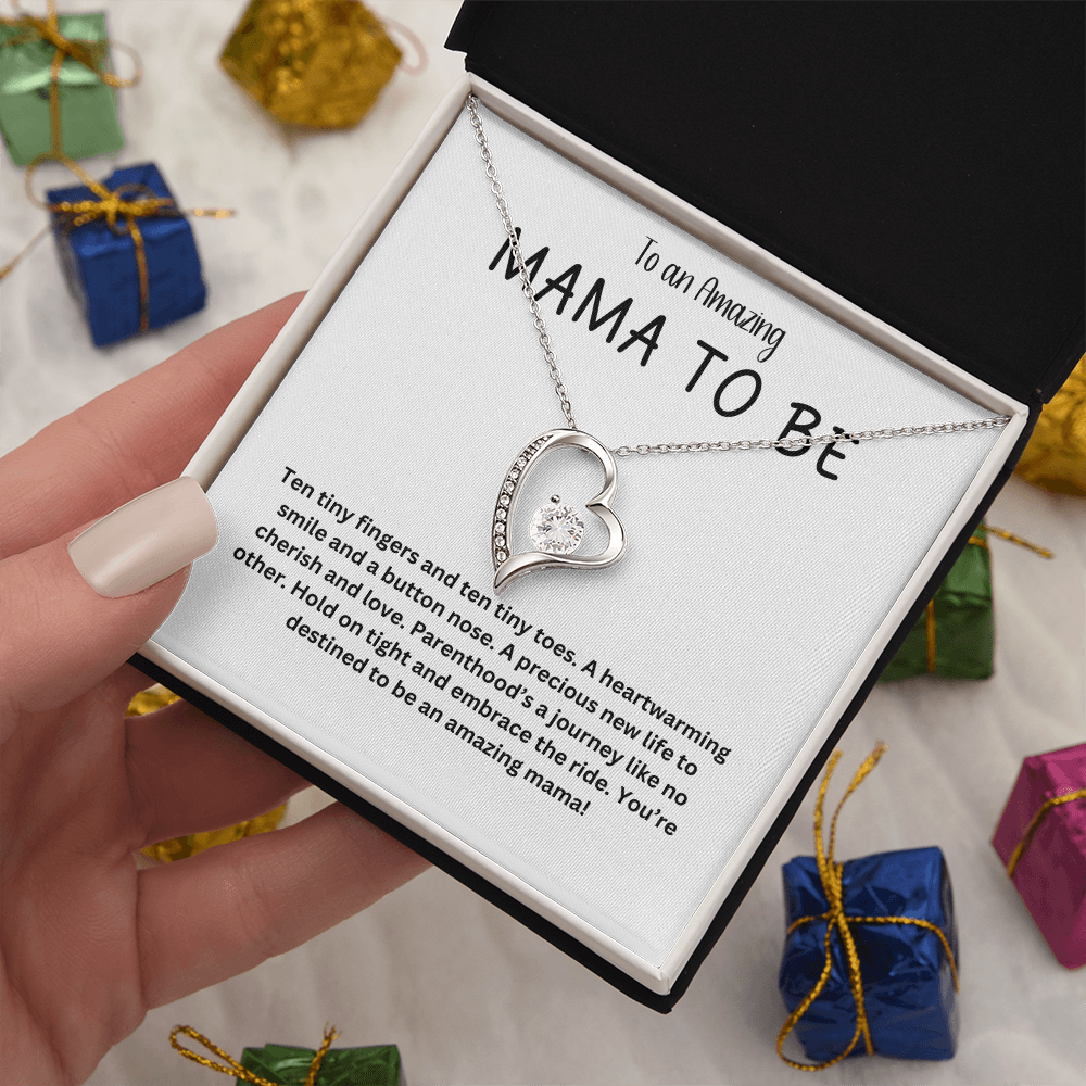 Dazzling Forever Love Necklace - Gift for Expecting Mom - "Amazing Mama To Be"