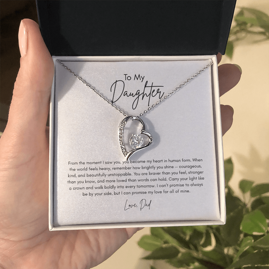 To My Daughter Forever Love Necklace – You Became My Heart in Human Form | Heart Pendant Gift from Dad