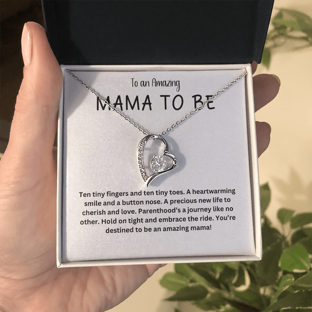 Dazzling Forever Love Necklace - Gift for Expecting Mom - "Amazing Mama To Be"