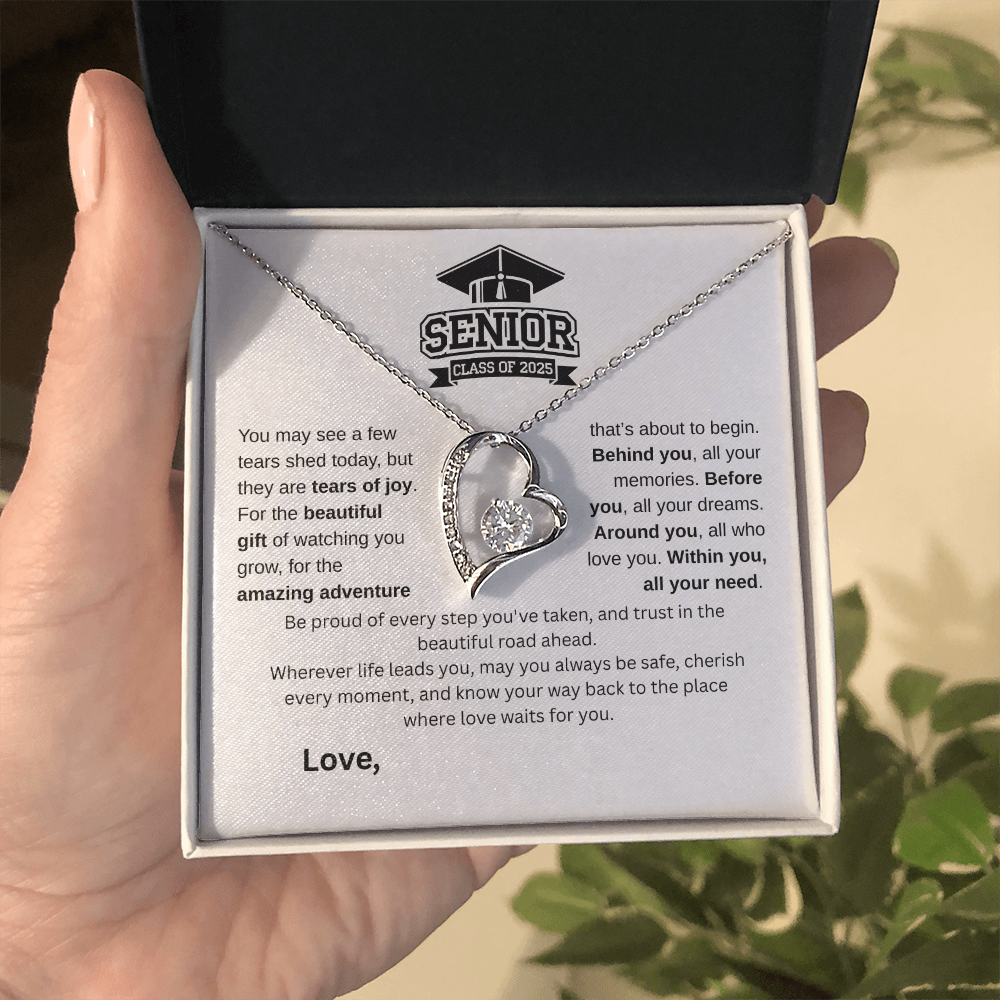 Forever Love Necklace – Graduation Gift for Her | Elegant 14k White Gold or 18k Yellow Gold Finish
