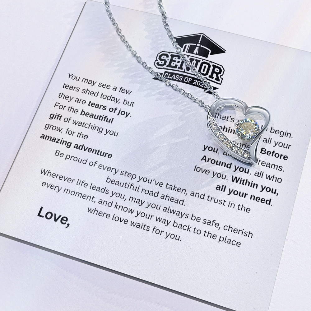 Forever Love Necklace – Graduation Gift for Her | Elegant 14k White Gold or 18k Yellow Gold Finish