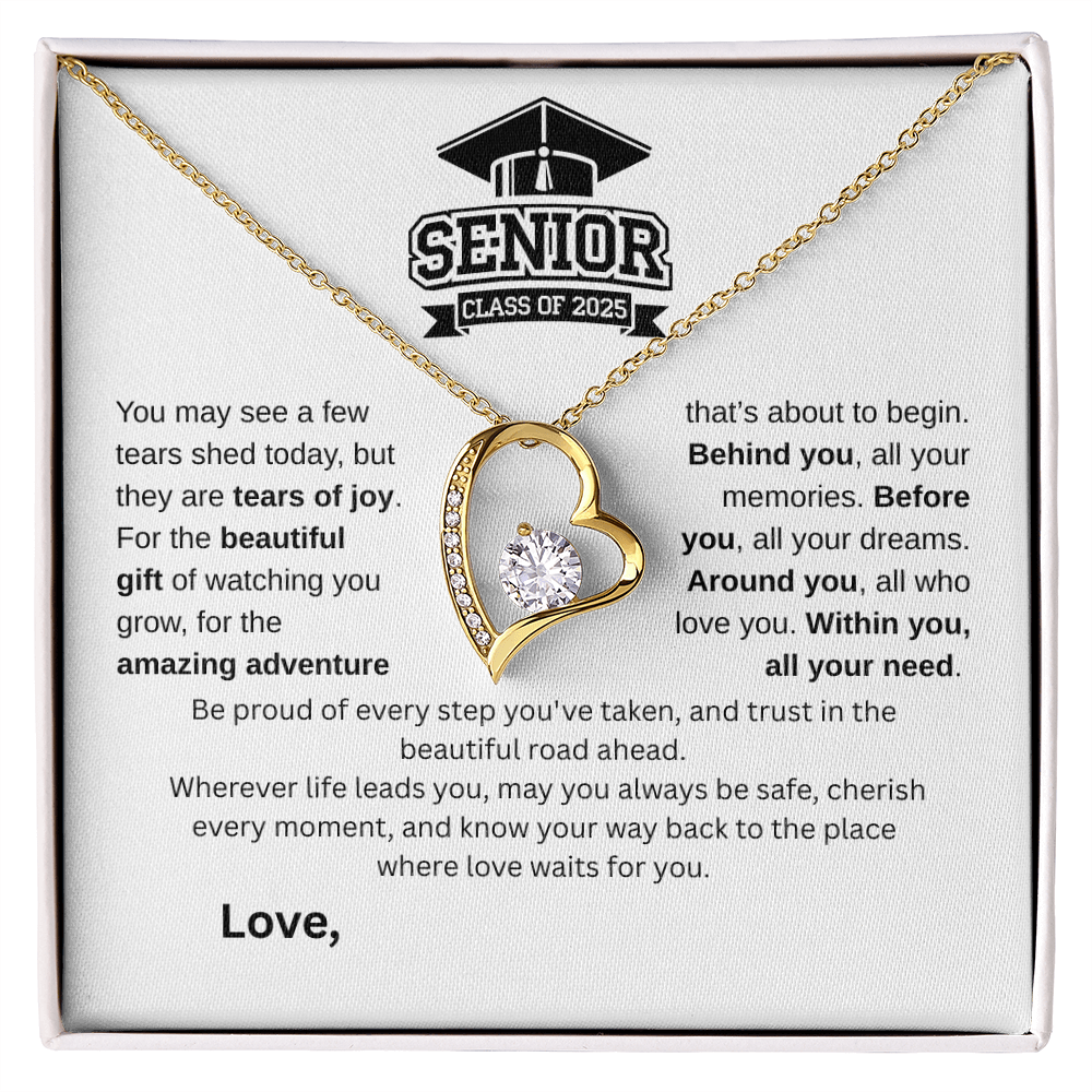 Forever Love Necklace – Graduation Gift for Her | Elegant 14k White Gold or 18k Yellow Gold Finish