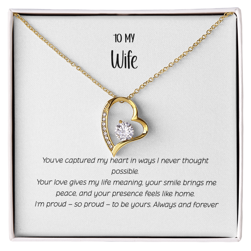 Forever Love Heart Necklace for Wife - Sterling Silver CZ Crystal Pendant | Romantic Anniversary Gift for Her | "To My Wife" Jewelry Gift Box