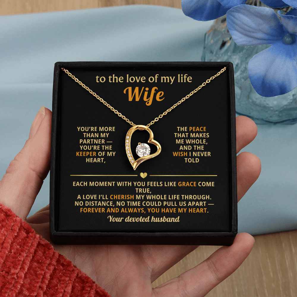 Heart Pendant Wife Necklace – To the Love of My Life - 14k White Gold Over Stainless Steel