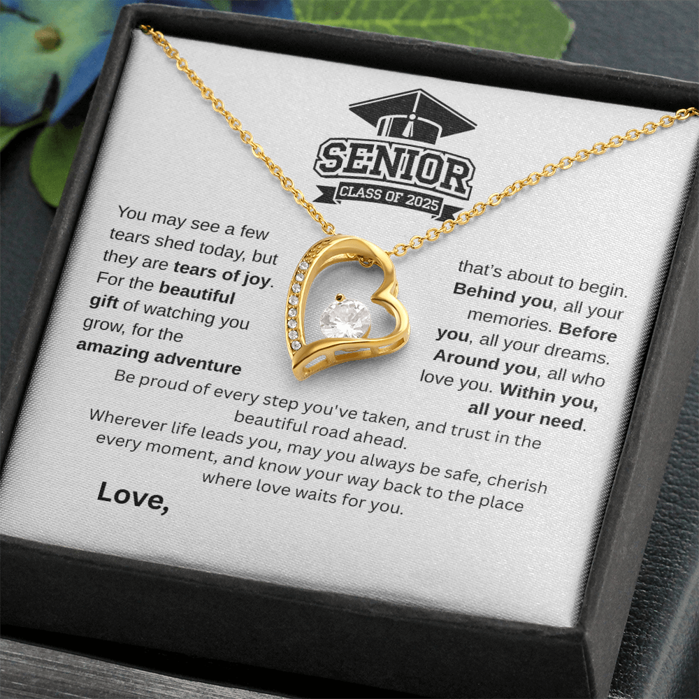 Forever Love Necklace – Graduation Gift for Her | Elegant 14k White Gold or 18k Yellow Gold Finish