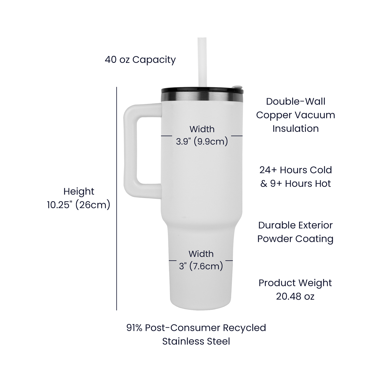 Pinnacle 40oz Teacher Tumbler – “Caffeinated and Ready to Inspire Minds” | Laser Engraved Stainless Steel Cup with Handle & Straw