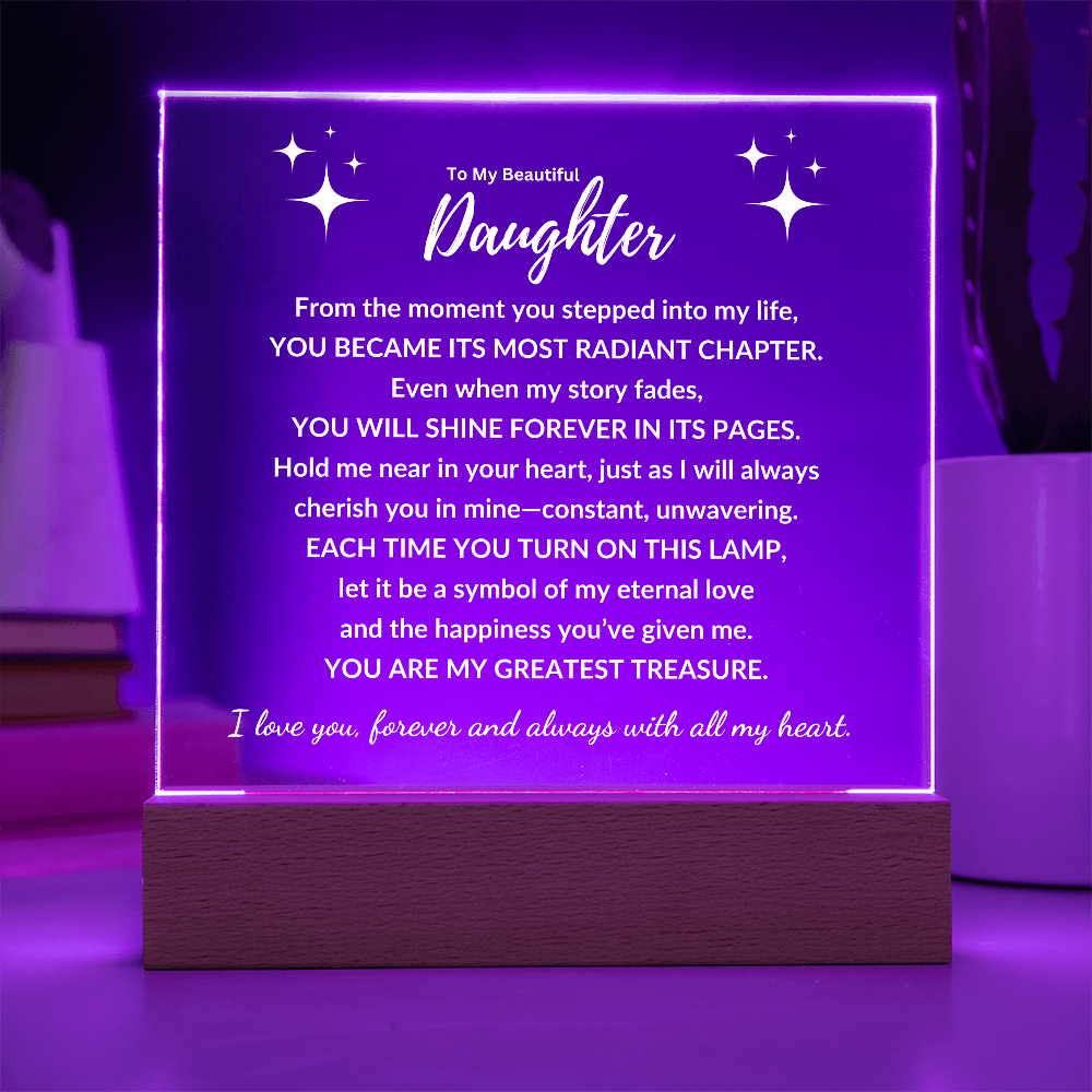 To My Daughter Night Light– Eternal Love Acrylic Plaque with LED Base