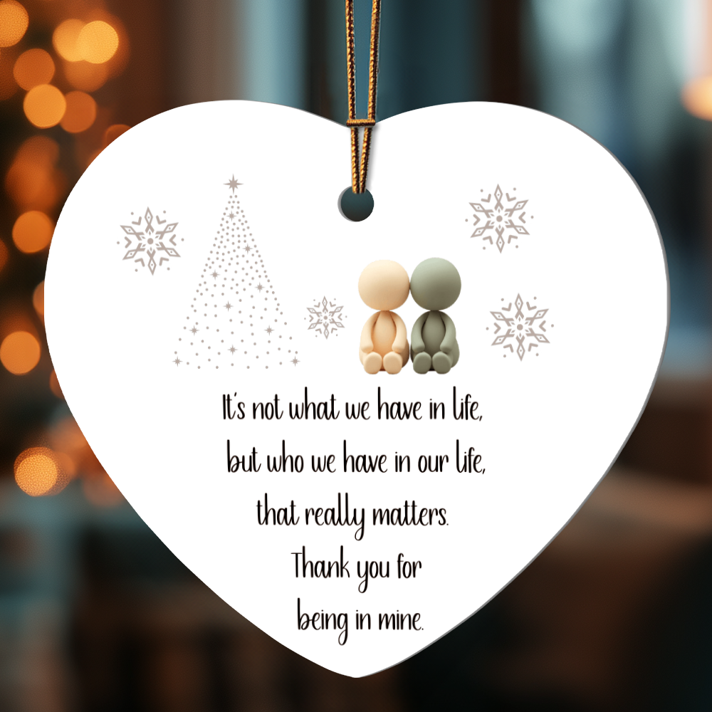 High Gloss Heart Ornament – “Thank You for Being in My Life” Keepsake | Durable MDF Christmas Tree Ornament
